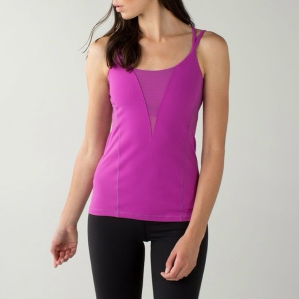 Women’s Magenta Mesh-Inset Tank Top